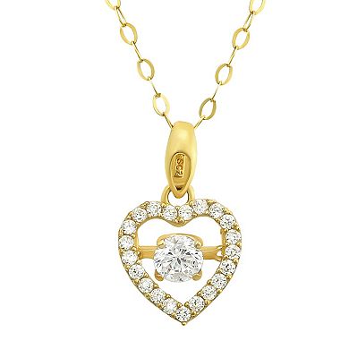 Women's Forever Radiant 10k Gold Cubic Zirconia Dancing Heart Pendant Necklace