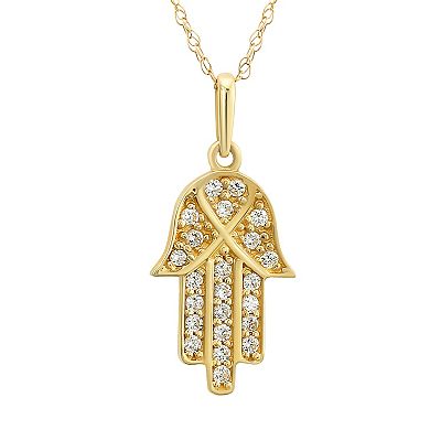 Women's Forever Radiant 10k Gold Cubic Zirconia Hamsa Pendant Necklace