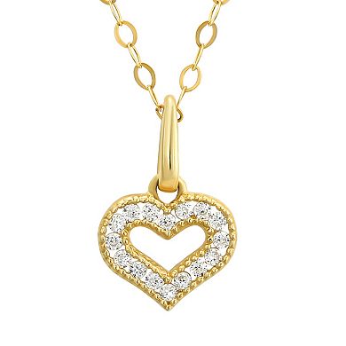 Women's Forever Radiant 10k Gold Cubic Zirconia Open Heart Pendant Necklace