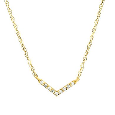Women's Forever Radiant 10k Gold Cubic Zirconia Chevron Necklace