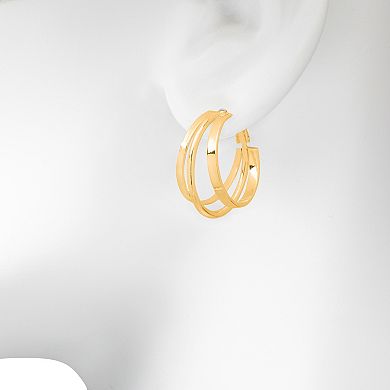 Emberly Gold Tone 3 Row Hoop Earrings