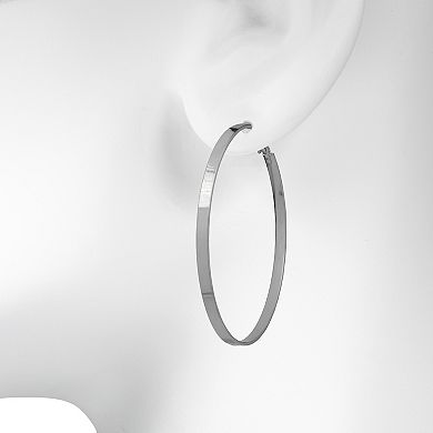 Emberly Silver Tone Large Basic Hoop Earrings