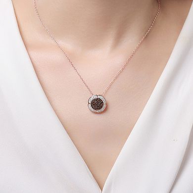 Forever Radiant Rose Gold Tone Over Sterling Silver Brown Crystal Halo Pendant Necklace