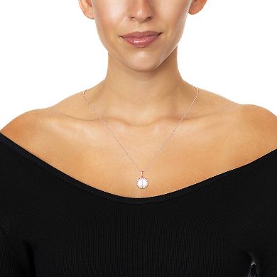 Forever Radiant Rose Gold Tone Over Sterling Silver Freshwater Cultured Pearl & Crystal Halo Pendant Necklace