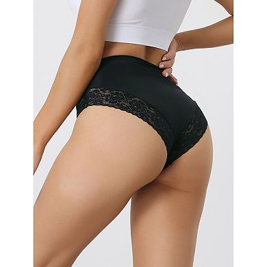 Women's Lace Underwear Mid Waisted Breathable Silky Stretch No Trace Briefs