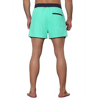 Men's Solid Color Drawstring Elastic Waist Surfing Shorts