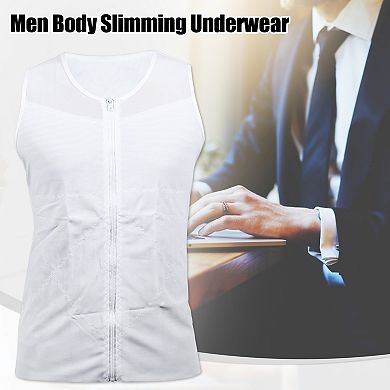 Men Body Slimming Tummy Shaper Underwear With Zipper Shapewear Polyester