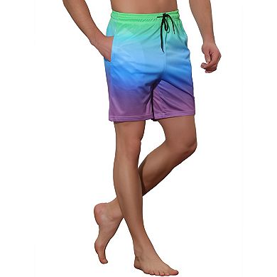 Men's Contrast Color Summer Beach Colorful Swimwear Shorts