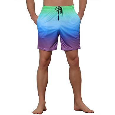 Men's Contrast Color Summer Beach Colorful Swimwear Shorts