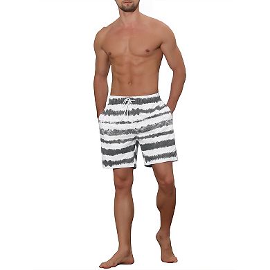 Men's Tie Dyed Pattern Elastic Waist Summer Swimming Shorts