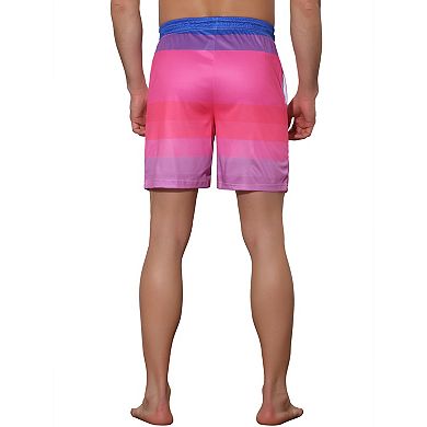 Men's Drawstring Waist Colorful Pattern Hawaiian Swim Board Shorts