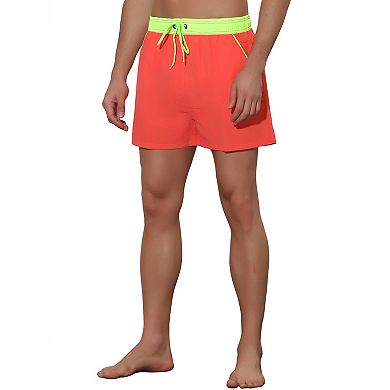 Men's Solid Elastic Waist Side Pockets Beach Shorts Bright