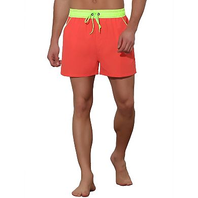 Men's Solid Elastic Waist Side Pockets Beach Shorts Bright