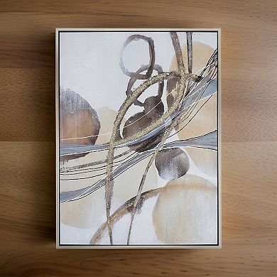 Bny 35 X 47 Abstract Wall Art Print, Watercolor Oil Painting, Brown, Silver