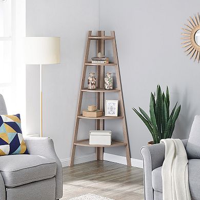 Five Tier Corner Ladder Display Bookshelf