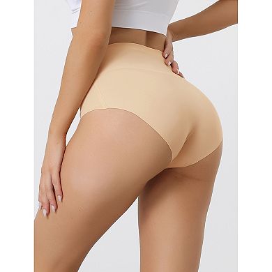 Women's High Waisted Underwear Silky Breathable No Trace Hipster Stretch Briefs