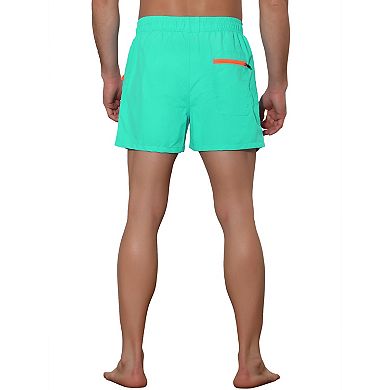 Men's Elastic Waist Solid Color Summer Sport Swim Board Shorts