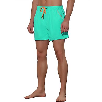 Men's Elastic Waist Solid Color Summer Sport Swim Board Shorts