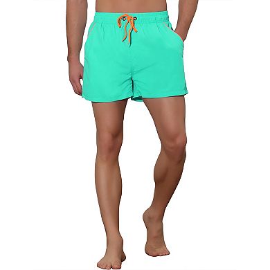 Men's Elastic Waist Solid Color Summer Sport Swim Board Shorts