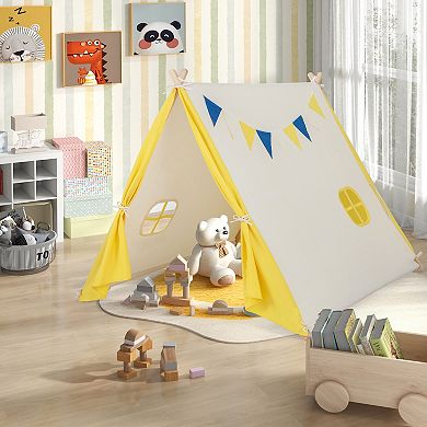 Kids Play Tent With Solid Wood Frame Holiday Birthday Gift & Toy For Boys & Girls
