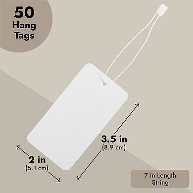 500 Pack Hang Tags With String Attached For Retail, Gift Bags, White, 3.5 X 2 In