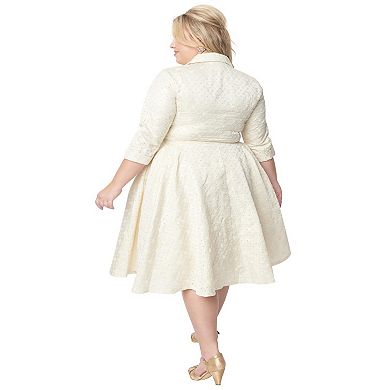 Unique Vintage Plus Size 1950s Collared Swing Dress