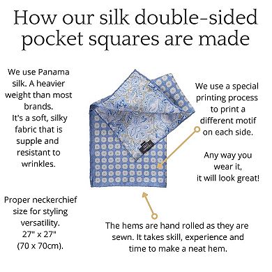 Pascal - Double Sided Silk Pocket Square For Men