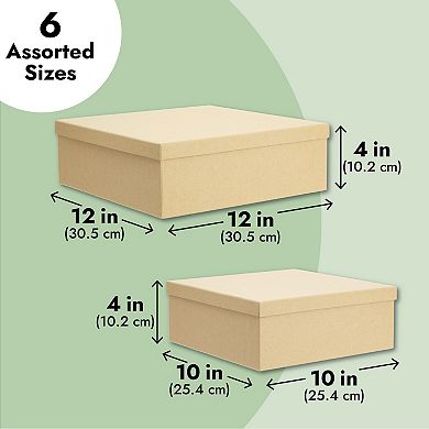 6-pk Decorative Nested Gift Boxes With Lids Square Thick Paper Board For Storage