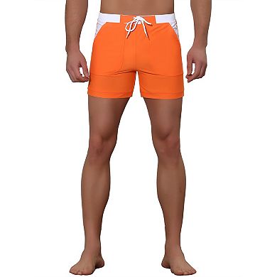 Men's Summer Contrast Color Drawstring Waist Beach Board Shorts