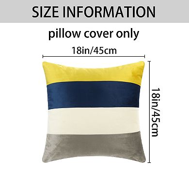 2 Pcs Velvet Cushion Covers Contrast Color Throw Pillow Covers For Indoor Outdoor