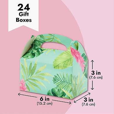 24 Pack Luau Tropical Party Favor Boxes For Kids Birthday, Floral Design, 6x3x3"