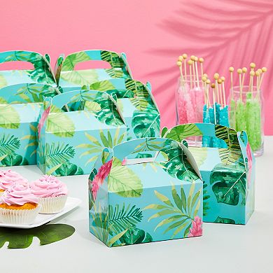 24 Pack Luau Tropical Party Favor Boxes For Kids Birthday, Floral Design, 6x3x3"
