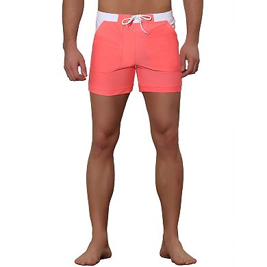 Men's Summer Surfing Contrast Color Drawstring Waist Beach Board Shorts