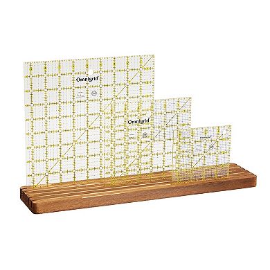 5-slot Wood Quilting Ruler Stand Template, Sewing Organizer Rack, 17 X 4 In