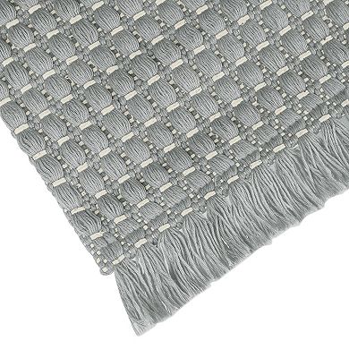 Boho Bathroom Rug, Woven Tecture Rug For Bedroom Throw Rug With Fringe 16" X 24"