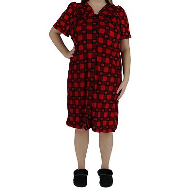 Women's Hearts And Plaid Duster Gown
