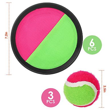 Toss And Catch Ball Outdoor Paddle Ball Game For Fun Set Of 3