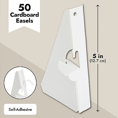 50 Pack Cardboard Easel Backs, Self-stick Easel Stand For Picture Frames (5 In)