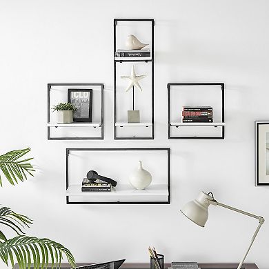 Framed Wall Art 4-piece Modern Shelf Set With Metal Frame