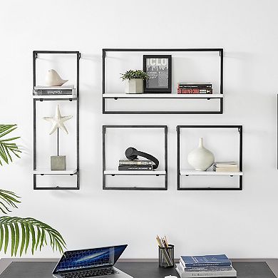 Framed Wall Art 4-piece Modern Shelf Set With Metal Frame