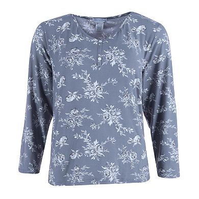 Women's Henley & Pant Grey Floral Set