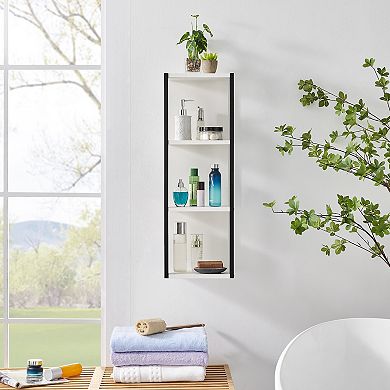 Recife Vertical Three-tier Modern Shadow Box Cube Display Wall Shelf