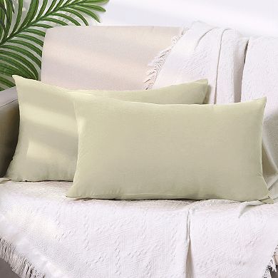 1 Pair Solid Color Pillowcases With Hidden Zipper For Bed, Sofa, Chair And Couch 12" X 20"