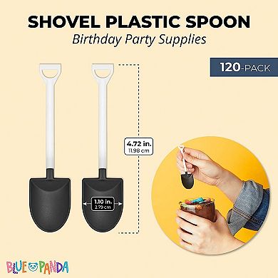 Plastic Shovel Spoons For Desserts, Birthday Party Supplies (120 Pack)