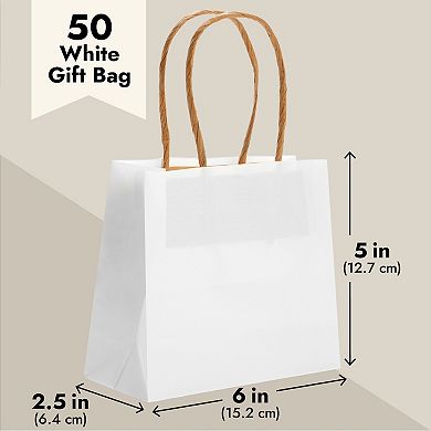 Mini Paper Gift Bags With Handles For Baby Shower, Birthday Party (50 Pack)