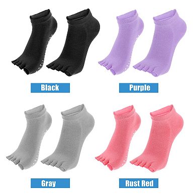 4 Pairs Half Finger Five Toe Socks Unisex Non Slip Fit Finger Socks