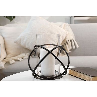 Large Metal And Glass Orbits Hurricane Candleholder