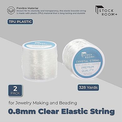 0.8mm Clear Elastic String For Jewelry Making And Beading (328 Yards, 2 Pack)