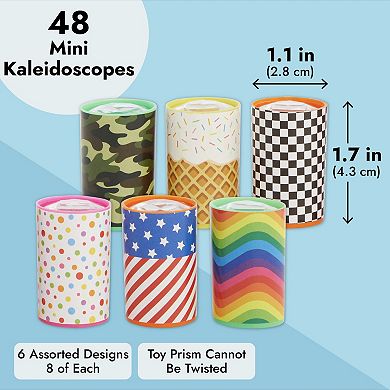 48x Mini Kaleidoscope Prism Toys Party Favors For Kids, 6 Assorted Designs