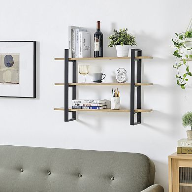 Rio Three Tier Modular Floating Bracket Wall Shelf - Chestnut